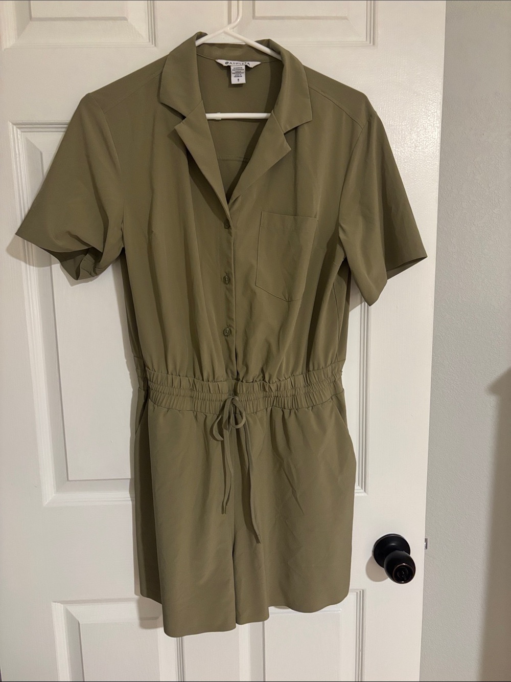 Athleta Olive Green Short Sleeve Romper
